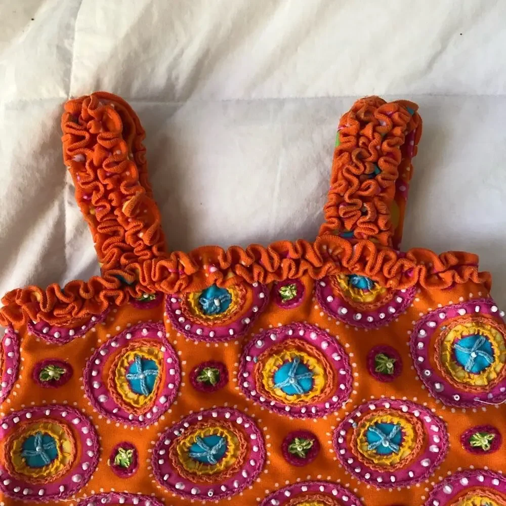 Planet Sea Infant Girl Swimwear Embroidered Stitching Orange Size 12 Months - Picture 3 of 7